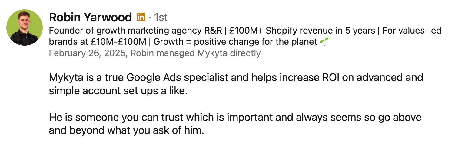 LinkedIn recommendation from Wilhelm Laubach